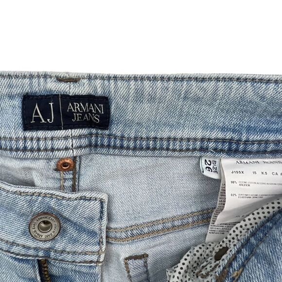 Pre-loved AJ Armani Jeans Women Washed Denim Jeans Straight Leg Pants US 26 - Picture 8 of 13